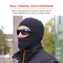 Full thermal face coverage: soft polyester fleece traps heat for warmth in cold conditions