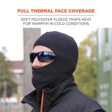 Full thermal face coverage: soft polyester fleece traps heat for warmth in cold conditions