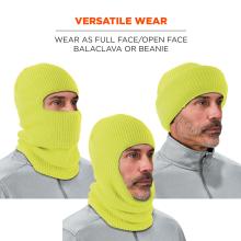 Versatile wear. Wear as full face/open face balaclava or beanie