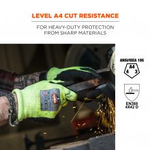 Level A4 cut resistance: for heavy-duty protection from sharp materials.. ANSI/ISEA 105 (A4, 4, 3). EN388 4X42 D.