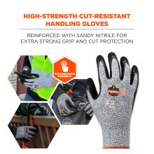 High-strength cut-resistant handling gloves: reinforced with sandy nitrile for extra strong grip and cut protection. Touchscreen friendly.