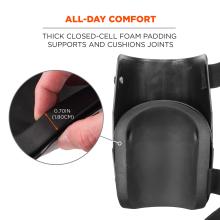 All-day comfort: thick closed-cell foam padding supports and cushions joints. Padding is 0.7in(1.80cm) thick. 