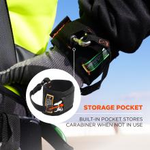 Storage pocket: built-in pocket stores carabiner when not in use