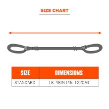 Size chart. Standard size is 18-48in (46-122cm).