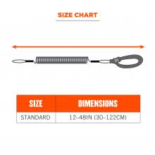 Size chart. Standard size is 12-48in (30-122cm).