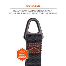 Durable: heavy-duty abrasion resistant polyester with strong captive d-ring. 