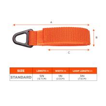 Size chart: Standard size anchor attachment is 5in(12.7cm) in length, 1in(2.5cm) in width, and 3in(7.6cm) in loop length.