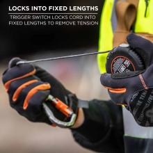 locks into fixed lengths: trigger switch locks cord into fixed lengths to remove tension
