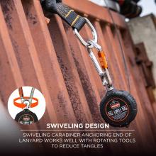 swiveling design: swiveling carabiner anchoring end of lanyard works well with rotating tools to reduce tangles 