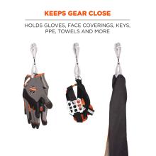 Keeps gear close: holds gloves, face coverings, keys, ppe, towels, and more
