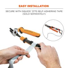 Easy installation: secure with Squids 3775 self-adhering tape (sold separately). Image shows hands attaching tail to tool with tape