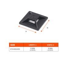 Size chart for accessory mount: standard size is 0.9in(2.3cm) in length and 0.9in(2.3cm) in width. 