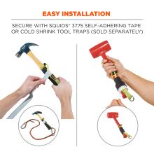 Easy installation: secure with Squids 3775 self-adhering tape or cold shrink tool traps (sold separately). Image shows the two options for attaching the tail. 
