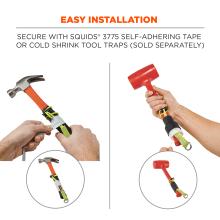 Easy installation: secure with Squids 3775 self-adhering tape (sold separately). Image shows hands attaching tail to tool with tape