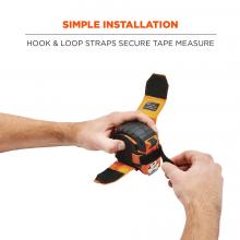 simple installation: hook & loop straps secure tape measure