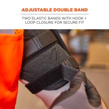 Adjustable double band: two elastic bands with hook and loop closure for secure fit