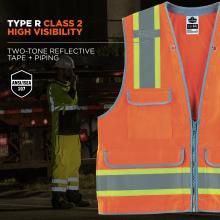 Class 2 type R high visibility: ansi/isea 107 compliant two tone reflective tape and piping .