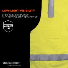 Low-light visibility: 2” FR ansi/isea 107 compliant 3M Scotchlite Reflective Material
