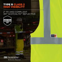 Low-light visibility: 2” FR ansi/isea 107 compliant 3M Scotchlite Reflective Material