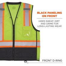 Black paneling on front hides sweat, dirt, and grime for long-lasting wear. Also comes with a front d-ring