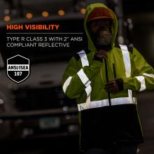 High visibility: type r class 3 with 2” ANSI/ISEA 107 compliant reflective