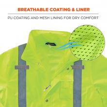 Breathable coating & liner: PU coating and mesh lining for dry comfort. Image shows detail of mesh. 