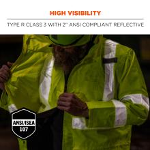 High visibility: type r class 3 with 2” ANSI/ISEA 107 compliant reflective