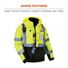 Added features: inset hood, pockets, tablet storage, mic tabs. 