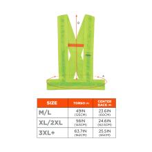 Size chart for sizes M/L to 3XL+. Screen readers: view size chart before the size selector for vest experience.