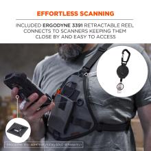 Effortless Scanning: Included Ergodyne 3391 retractable reel connects to the scanner, keeping it close by and easy to access. Ergodyne 3701 adhesive puck sold separately