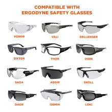 Compatible with Ergodyne safety glasses: VORDR, VALI, DELLENGER, SIXTEN, THOR, ODIN, SAGA, AEGIR, SKOLL, DAGR, OSMIN, and LOKI