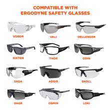 Compatible with Ergodyne safety glasses: VORDR, VALI, DELLENGER, SIXTEN, THOR, ODIN, SAGA, AEGIR, SKOLL, DAGR, OSMIN, and LOKI