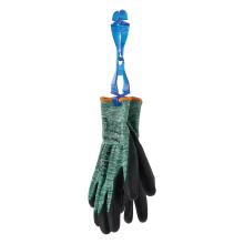 Blue recycled glove clip holders holding a pair of gloves