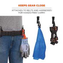 Keeps gear close: attaches to belts and harnesses for hands-free carry