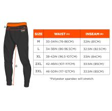 Size chart for 6480 pants. Medium (M): Waist 30-34IN (76-86CM), Inseam 32IN (81CM). Large (L): Waist 34-38IN (86-96.5CM), Inseam 32.5IN (82.5CM). Extra Large (XL): Waist 38-42IN (96.5-107CM), Inseam 33IN (84CM). 2X Large (2XL): Waist 42-46IN (107-117CM), Inseam 33.5IN (85CM). 3X Large (3XL): Waist 46-50IN (117-127CM), Inseam 33.5IN (85CM). Note: Polyester spandex will stretch.