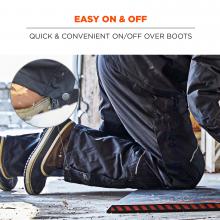 Easy on and off. quick and convenient on/off over boots.