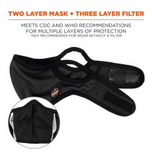 Two layers mask + three layer filter. Meets CDC & WHO recommendations for multiple layers of protection. *Not recommended for wear without a filter