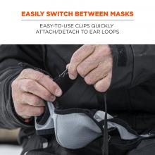 Easily switch between masks: easy-to-use clips quickly attach/detach to ear loops. 