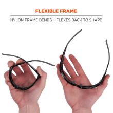 Flexible frame: nylon frame bends and flexes back to shape