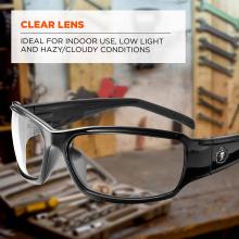 Clear lens: Ideal for indoor use, low light and hazy/cloudy conditions