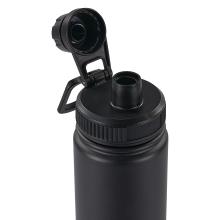 Top lid view of black stainless steel water bottle