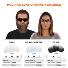 Multiple lens options available in clear, indoor/outdoor, and smoke