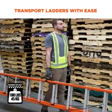 Transport ladders with ease. The system supports a maximum load limit of 100 lbs (45 kg).