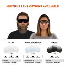 Multiple lens options available in clear, indoor-outdoor, and smoke