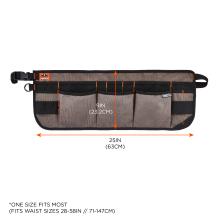 Dimensions. Height is 9 inches or 23.2 cm. Length is 25 inches or 63 cm. One size fits most, fits waist sizes 28 to 58 inches or 71 to 147 cm.