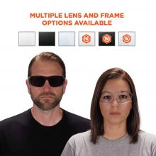 multiple lens and frame options available: clear, smoke, indoor/outdoor, anti-fog clear, anti-fog smoke, anti-fog indoor/outdoor