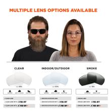 Multiple lens options available in clear, indoor/outdoor, and smoke