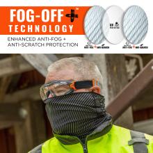 Fog-off+ technology. enhanced anti-fog and anti-scratch protection. Fog-off+ technology. Inner lens: enhanced anti-fog and anti-scratch. Middle lens: UV protection. Outer lens: Enhanced anti-fog and anti-scratch.