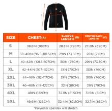 Size Chart: Small (S): Chest 38.6IN (98CM), Sleeve Length 28.31IN (72CM), Center Back Length 27.2IN (69CM). Medium (M): Chest 38-40IN (96.5-101.5CM), Sleeve Length 29IN (73.5CM), Center Back Length 28IN (71CM). Large (L): Chest 40-42IN (101.5-107CM), Sleeve Length 30IN (76CM), Center Back Length 29IN (73.5CM). Extra Large (XL): Chest 42-44IN (107-112CM), Sleeve Length 31IN (79CM), Center Back Length 30IN (76CM). 2X Large (2XL): Chest 44-46IN (112-117CM), Sleeve Length 31IN (79CM), Center Back Length 30IN (7
