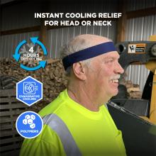 Instant cooling relief for head or neck: 4 hours of evaporative cooling through cooling polymer technology